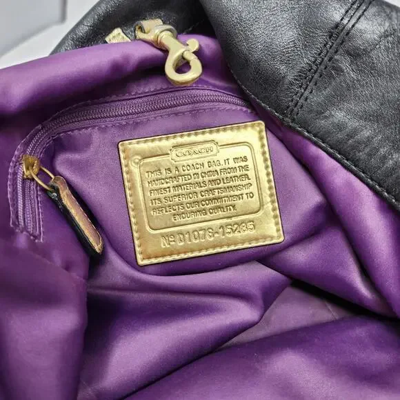 Coach Poppy Vintage Leather Bag Shoulder Bag Purse Handbag Purple Lining